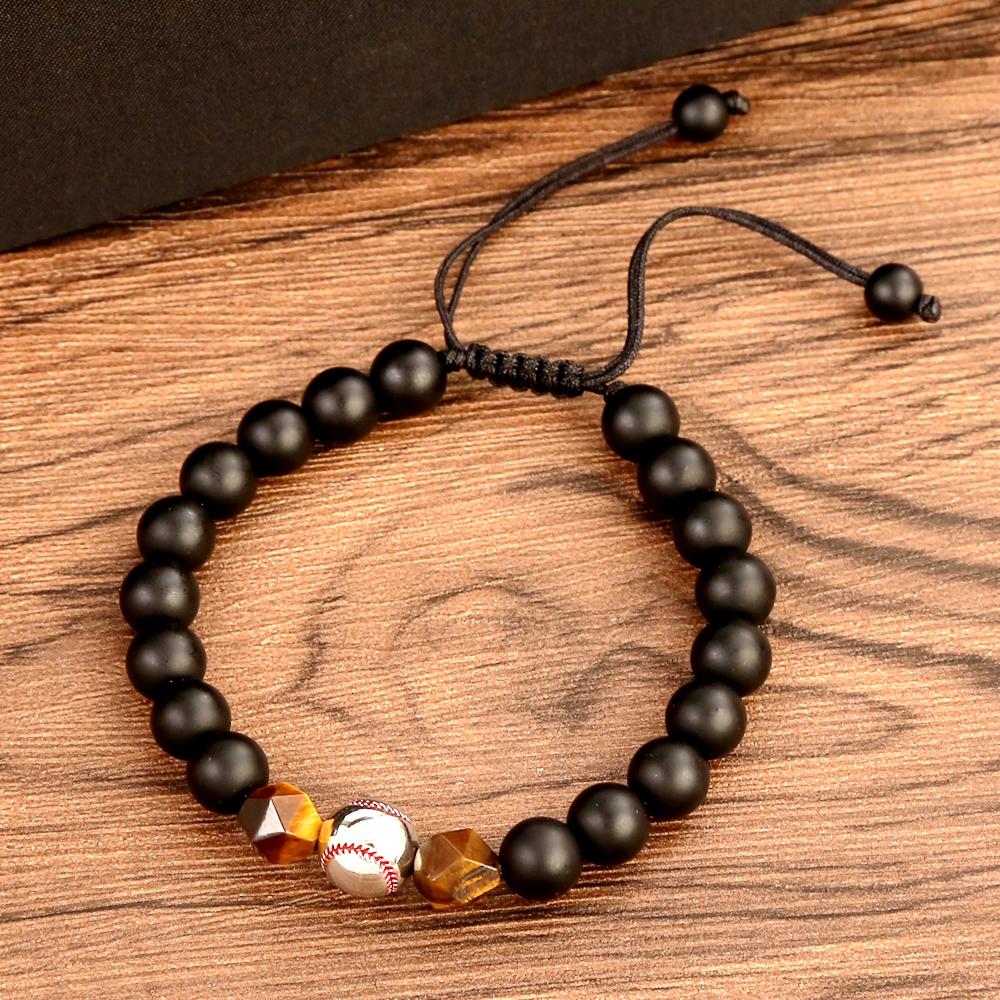 Hip-Hop Vintage Style Football Natural Stone Chakra Bracelet In Bulk display picture 7