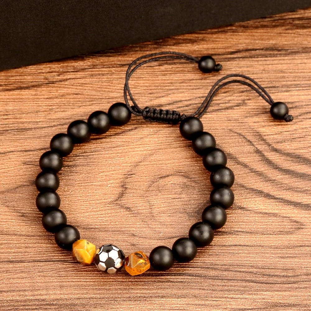 Hip-Hop Vintage Style Football Natural Stone Chakra Bracelet In Bulk display picture 6