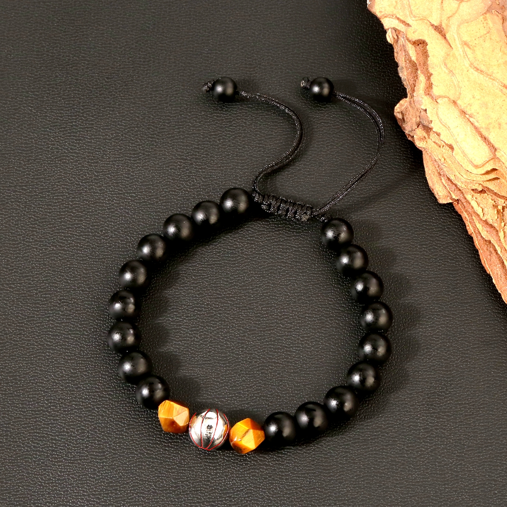 Hip-Hop Vintage Style Football Natural Stone Chakra Bracelet In Bulk display picture 8