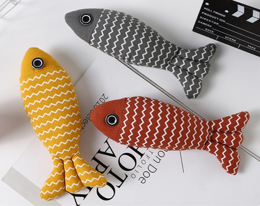 Cute Plush Simulation Fish Cat Teaser Toy display picture 1