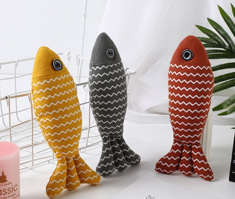 Cute Plush Simulation Fish Cat Teaser Toy display picture 2