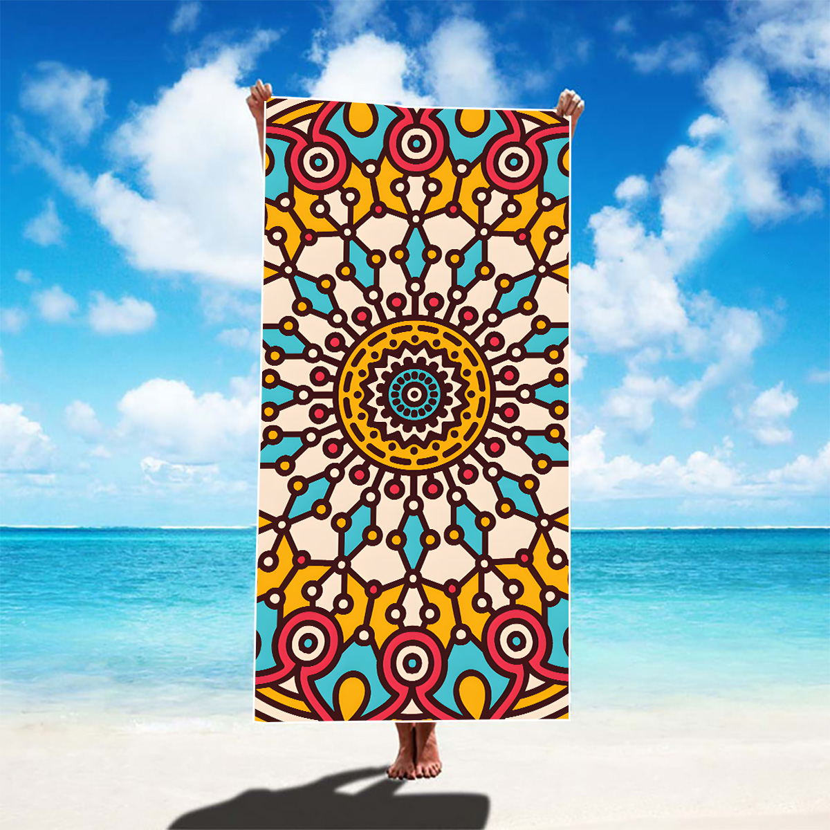 Retro Vacation Flower Elephant Beach Towels display picture 7