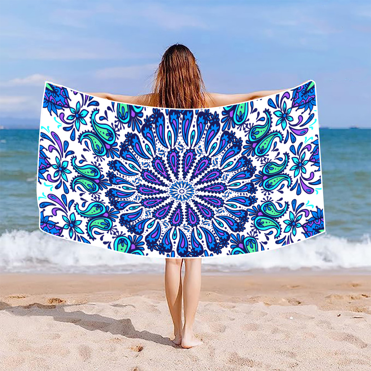 Retro Vacation Flower Elephant Beach Towels display picture 6