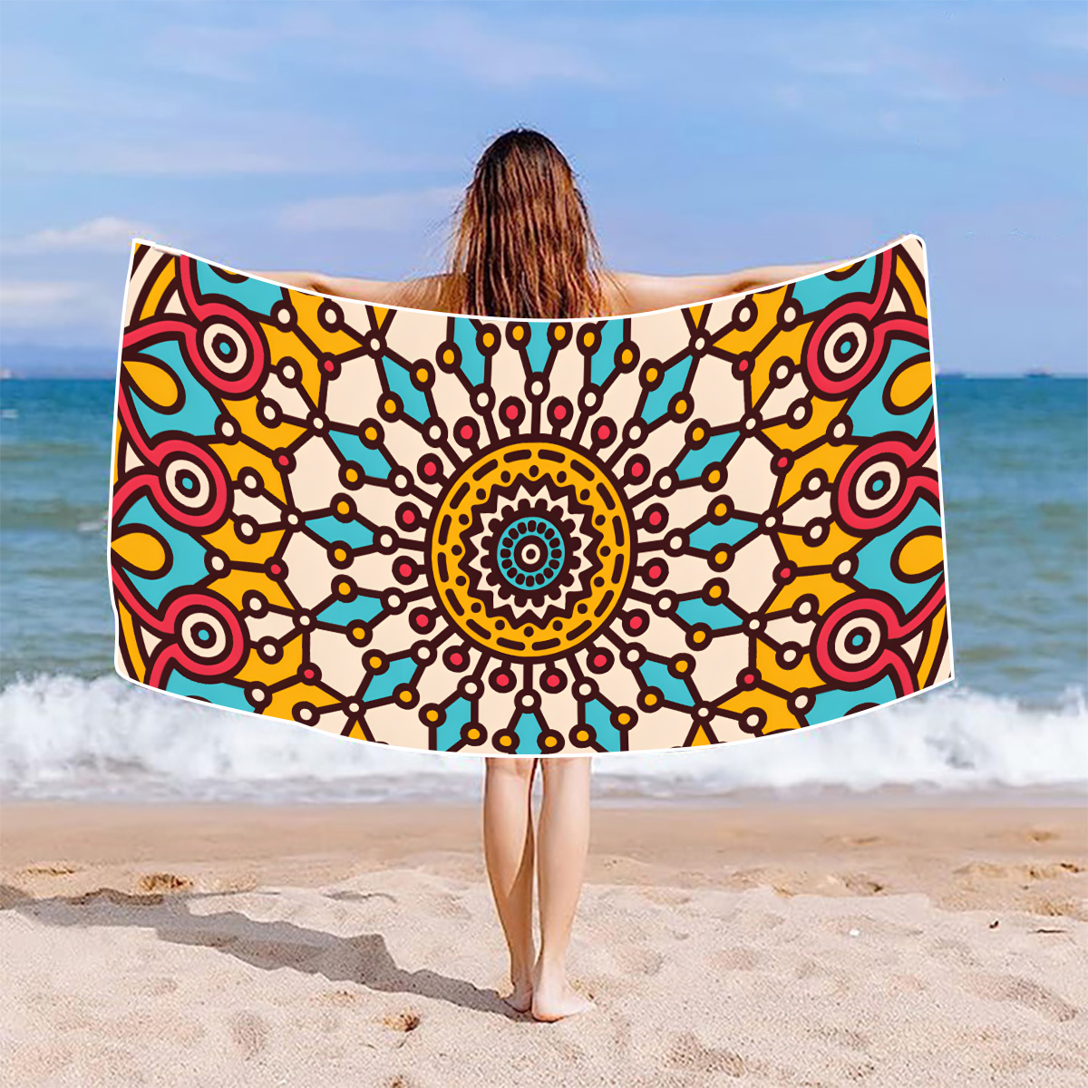 Retro Vacation Flower Elephant Beach Towels display picture 8