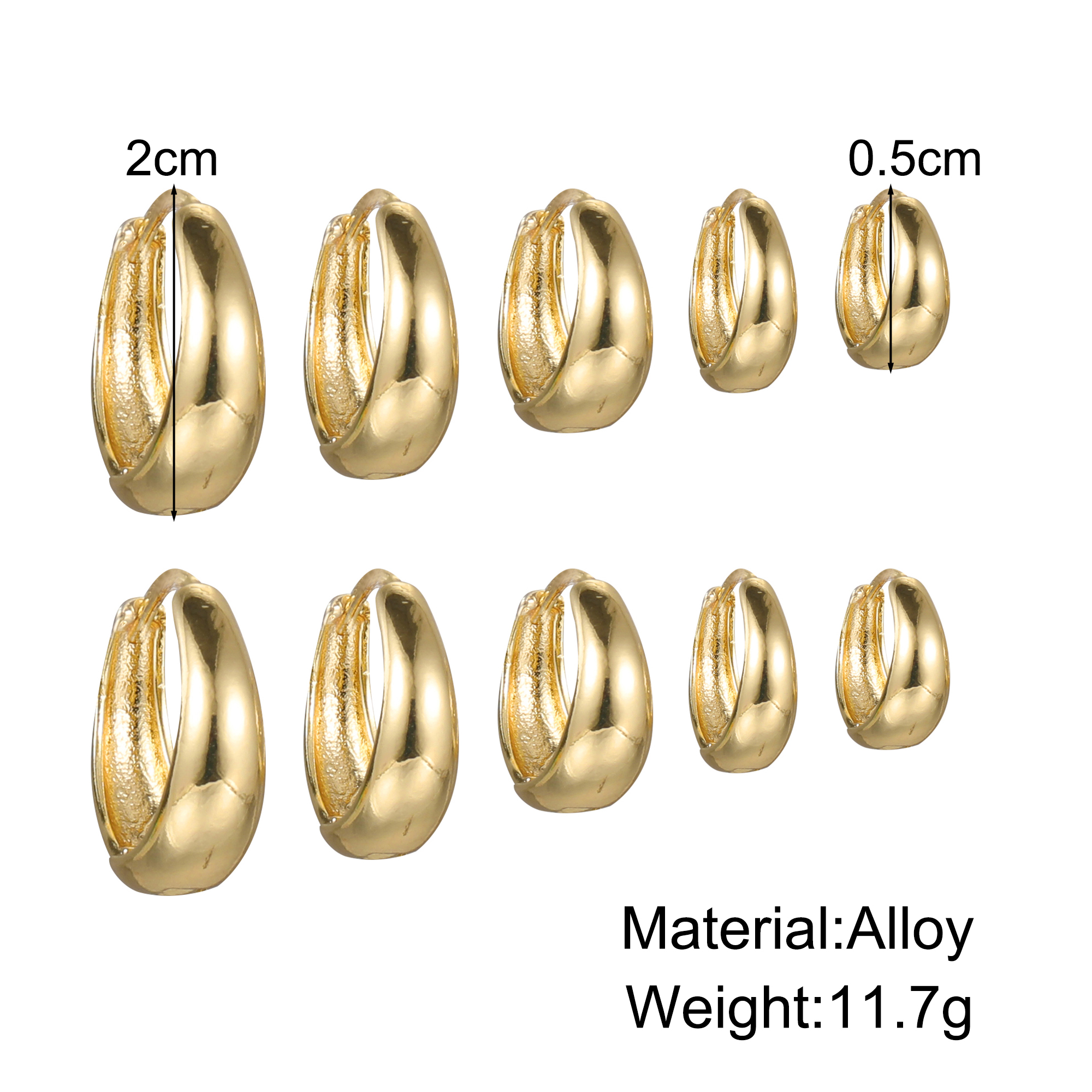 3 Pairs 5 Pairs Luxurious Simple Style Classic Style Round Water Droplets Twist Plating Alloy Gold Plated Silver Plated Hoop Earrings display picture 6