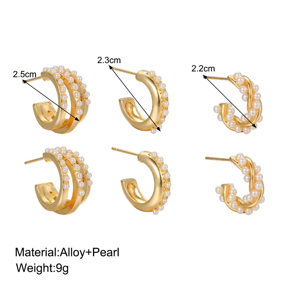 3 Pairs 5 Pairs Luxurious Simple Style Classic Style Round Water Droplets Twist Plating Alloy Gold Plated Silver Plated Hoop Earrings display picture 1