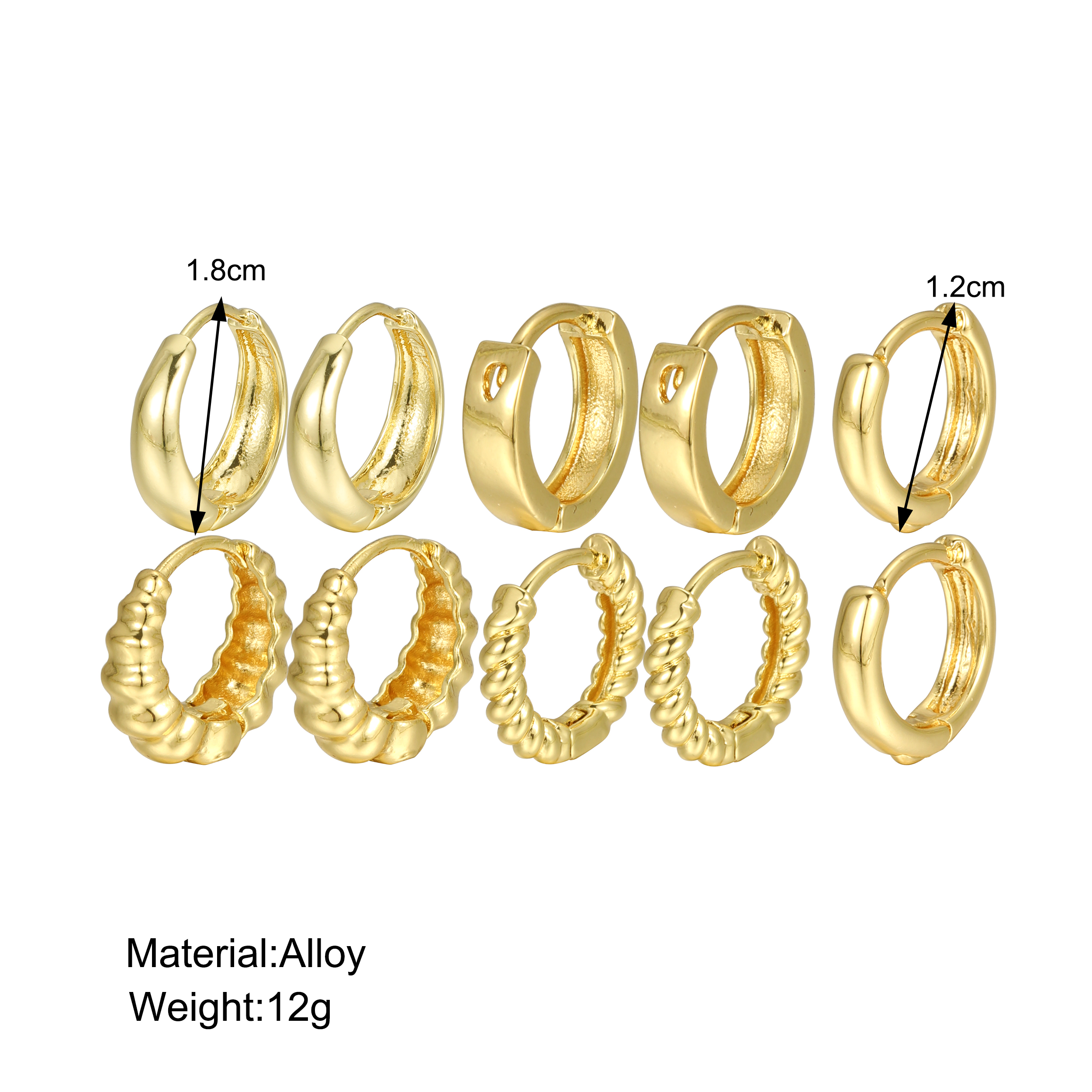 3 Pairs 5 Pairs Luxurious Simple Style Classic Style Round Water Droplets Twist Plating Alloy Gold Plated Silver Plated Hoop Earrings display picture 4