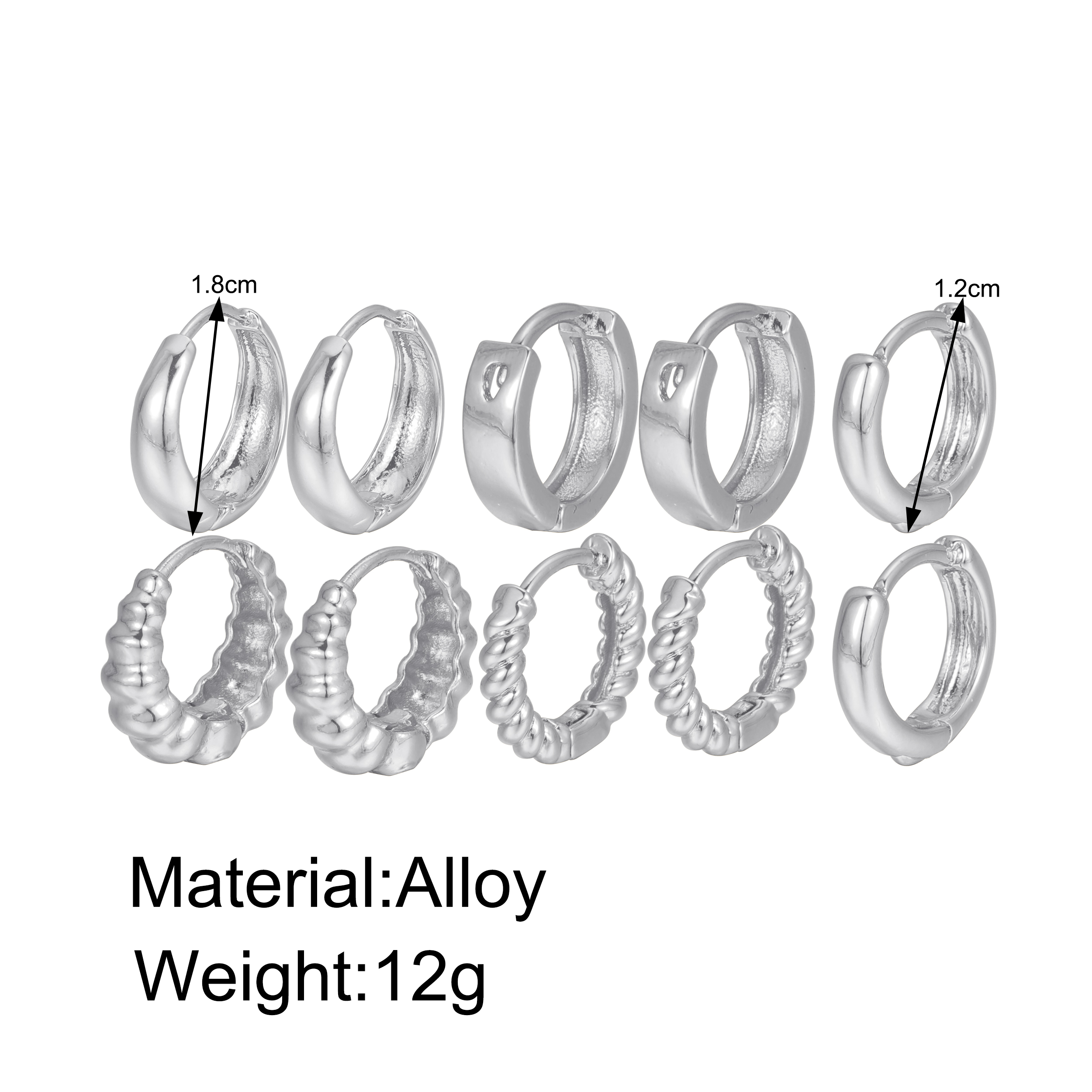 3 Pairs 5 Pairs Luxurious Simple Style Classic Style Round Water Droplets Twist Plating Alloy Gold Plated Silver Plated Hoop Earrings display picture 5