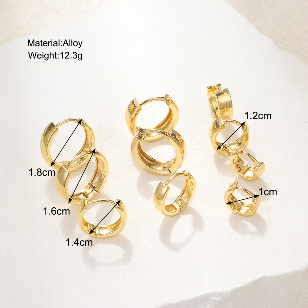 3 Pairs 5 Pairs Luxurious Simple Style Classic Style Round Water Droplets Twist Plating Alloy Gold Plated Silver Plated Hoop Earrings display picture 7