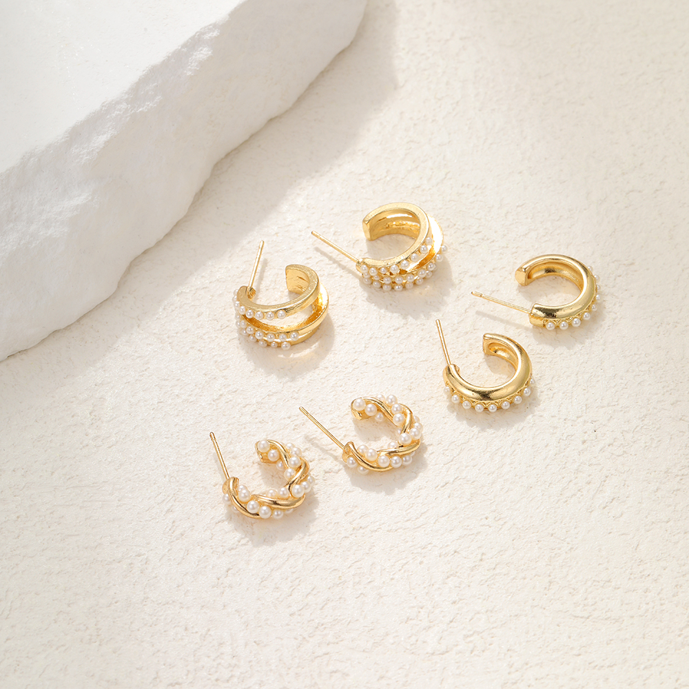 3 Pairs 5 Pairs Luxurious Simple Style Classic Style Round Water Droplets Twist Plating Alloy Gold Plated Silver Plated Hoop Earrings display picture 11