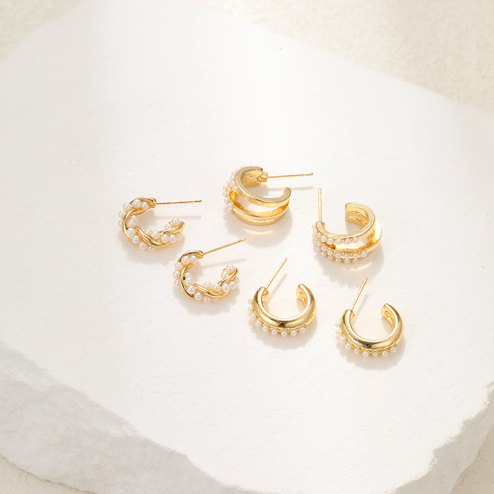 3 Pairs 5 Pairs Luxurious Simple Style Classic Style Round Water Droplets Twist Plating Alloy Gold Plated Silver Plated Hoop Earrings display picture 12