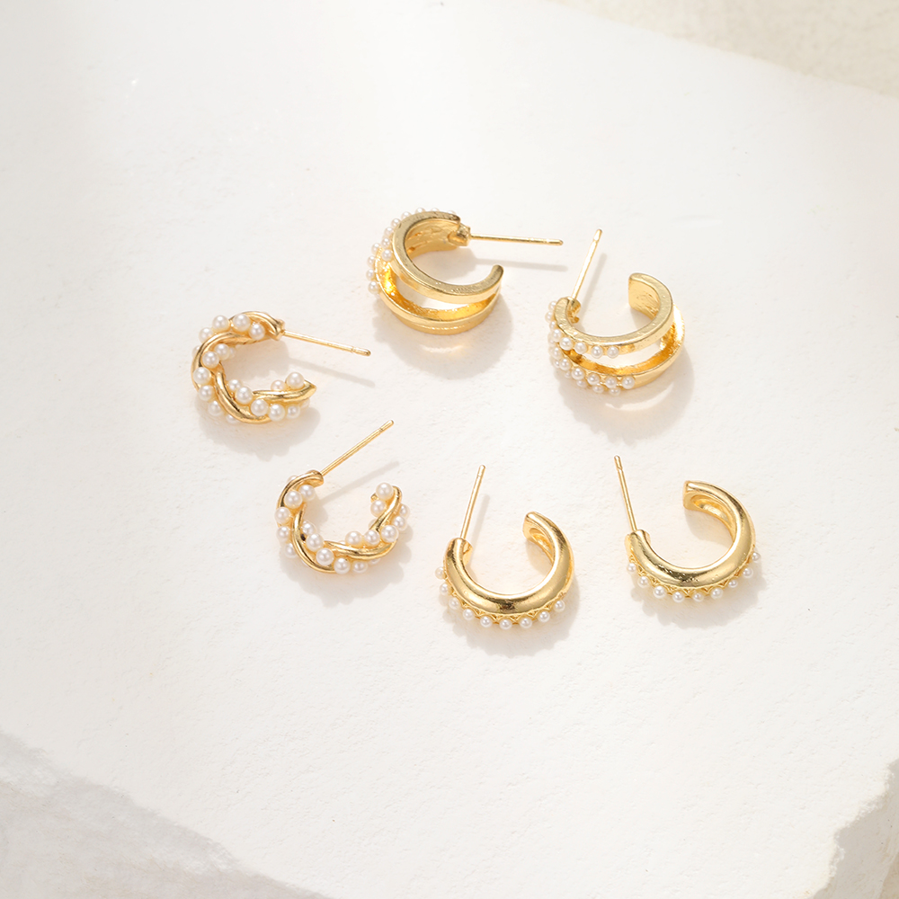 3 Pairs 5 Pairs Luxurious Simple Style Classic Style Round Water Droplets Twist Plating Alloy Gold Plated Silver Plated Hoop Earrings display picture 13
