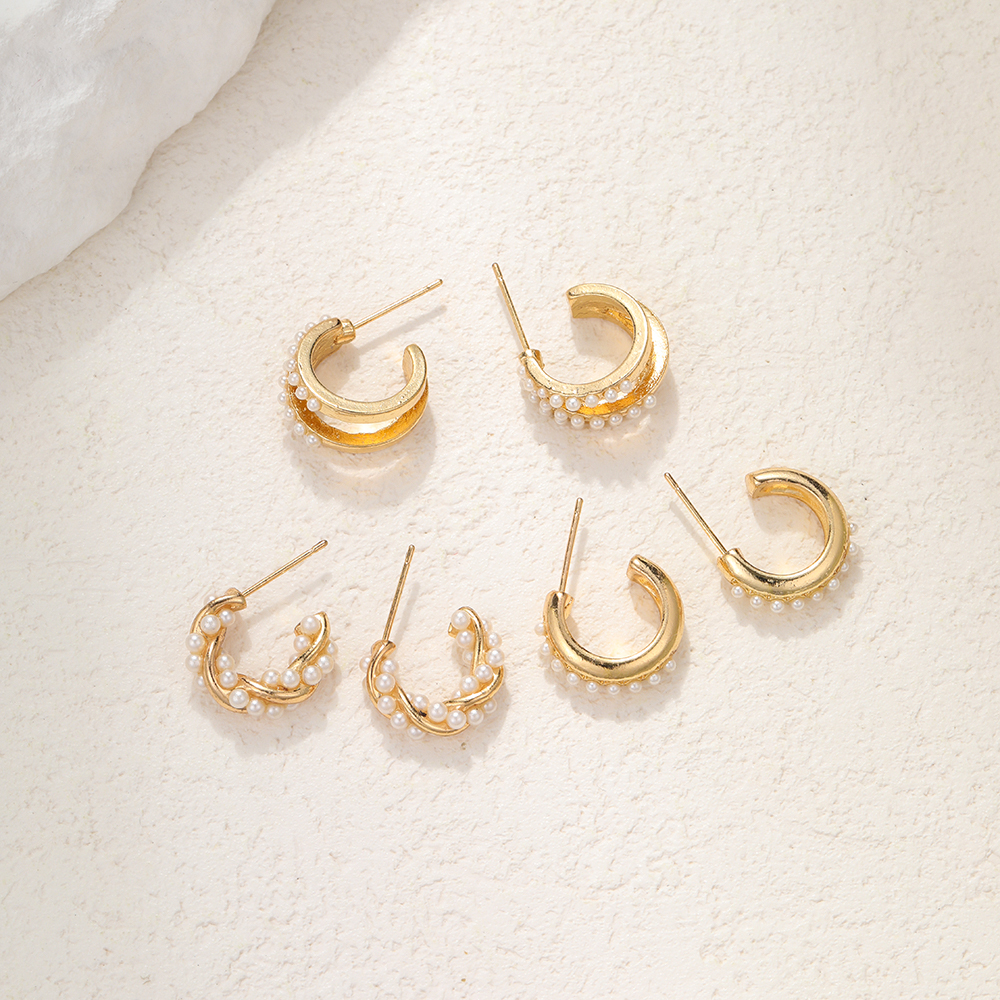 3 Pairs 5 Pairs Luxurious Simple Style Classic Style Round Water Droplets Twist Plating Alloy Gold Plated Silver Plated Hoop Earrings display picture 14