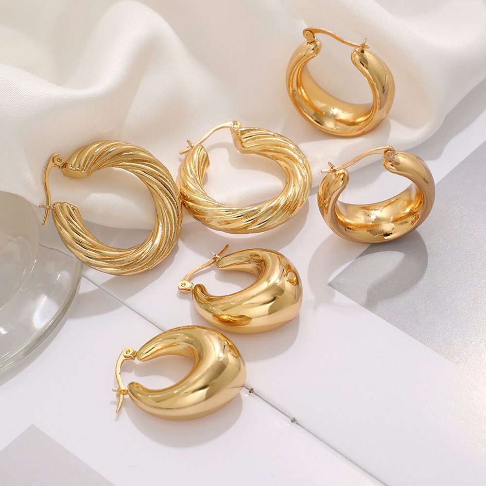 3 Pairs 5 Pairs Luxurious Simple Style Classic Style Round Water Droplets Twist Plating Alloy Gold Plated Silver Plated Hoop Earrings display picture 15