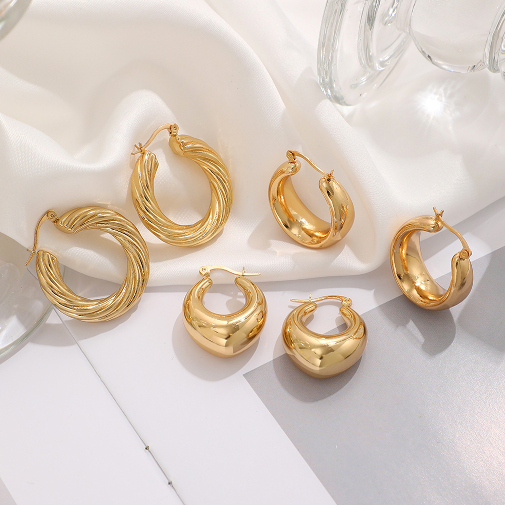 3 Pairs 5 Pairs Luxurious Simple Style Classic Style Round Water Droplets Twist Plating Alloy Gold Plated Silver Plated Hoop Earrings display picture 16