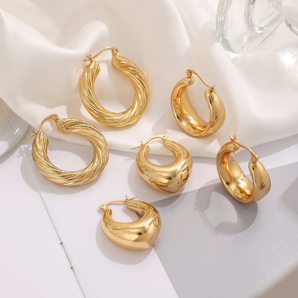 3 Pairs 5 Pairs Luxurious Simple Style Classic Style Round Water Droplets Twist Plating Alloy Gold Plated Silver Plated Hoop Earrings display picture 17
