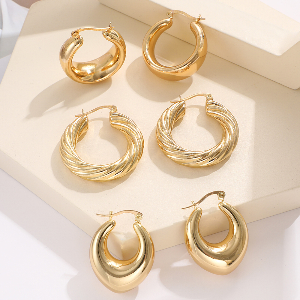 3 Pairs 5 Pairs Luxurious Simple Style Classic Style Round Water Droplets Twist Plating Alloy Gold Plated Silver Plated Hoop Earrings display picture 19
