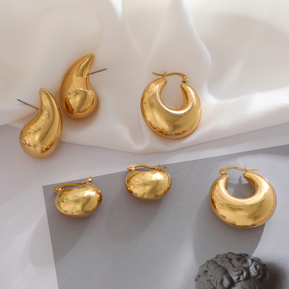 3 Pairs 5 Pairs Luxurious Simple Style Classic Style Round Water Droplets Twist Plating Alloy Gold Plated Silver Plated Hoop Earrings display picture 20