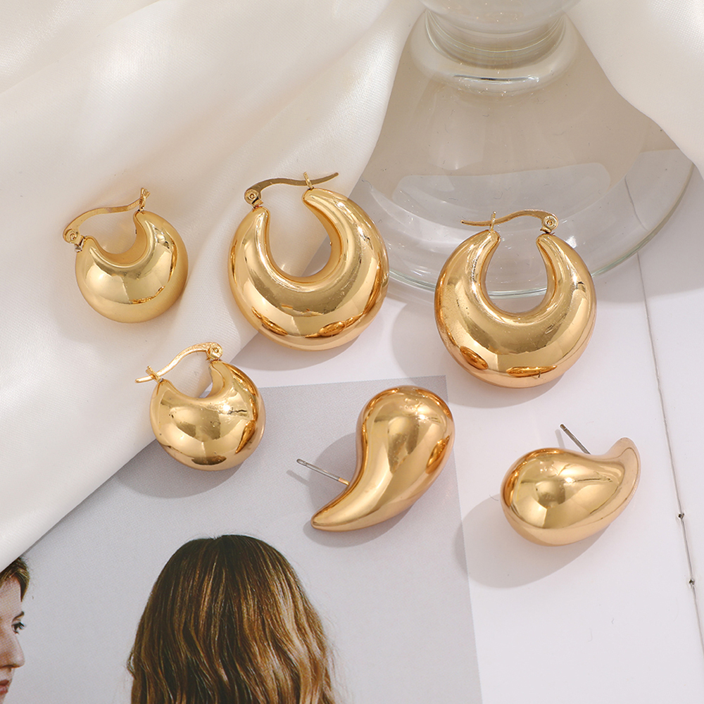 3 Pairs 5 Pairs Luxurious Simple Style Classic Style Round Water Droplets Twist Plating Alloy Gold Plated Silver Plated Hoop Earrings display picture 23