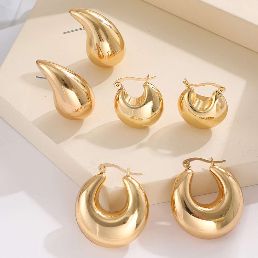 3 Pairs 5 Pairs Luxurious Simple Style Classic Style Round Water Droplets Twist Plating Alloy Gold Plated Silver Plated Hoop Earrings display picture 24