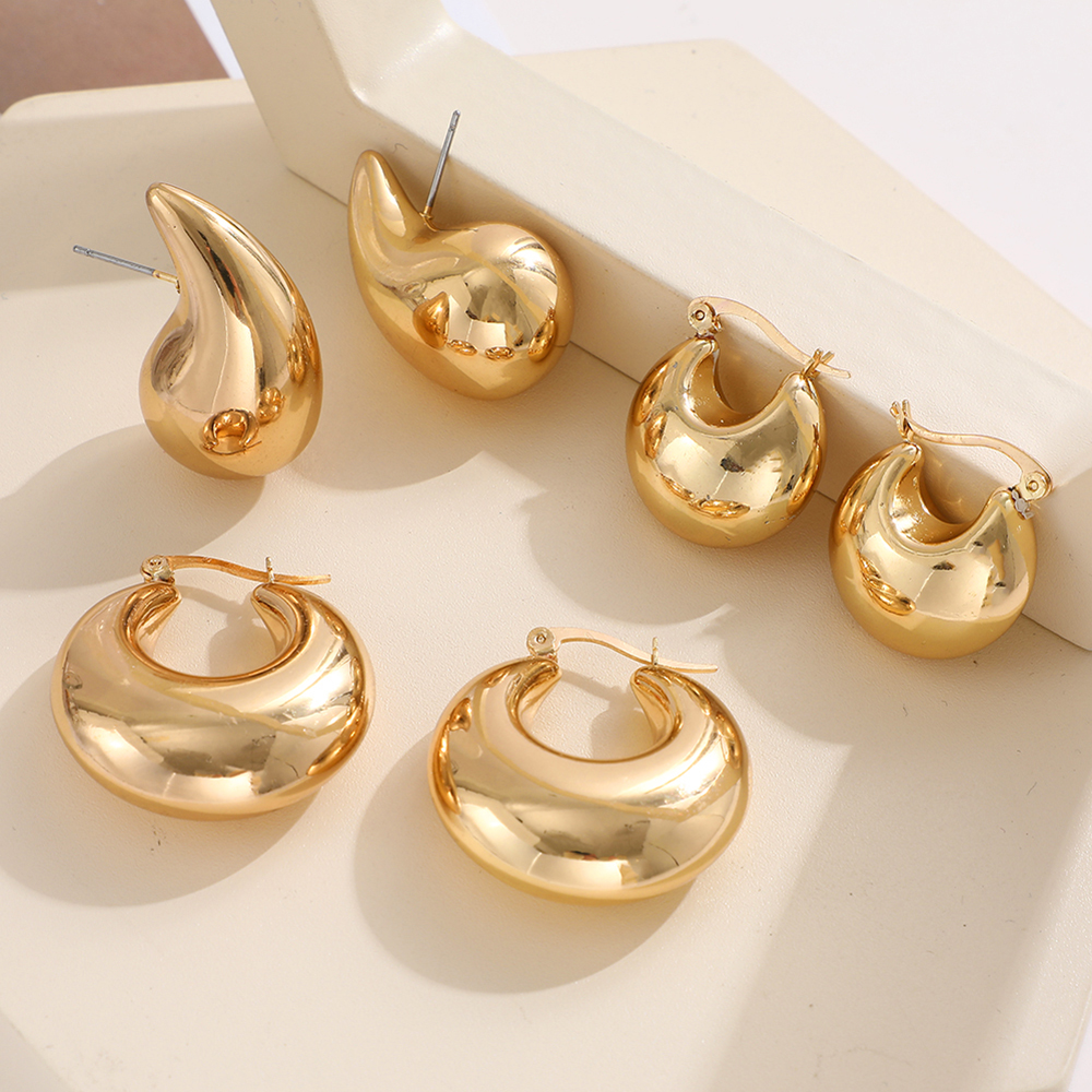 3 Pairs 5 Pairs Luxurious Simple Style Classic Style Round Water Droplets Twist Plating Alloy Gold Plated Silver Plated Hoop Earrings display picture 21