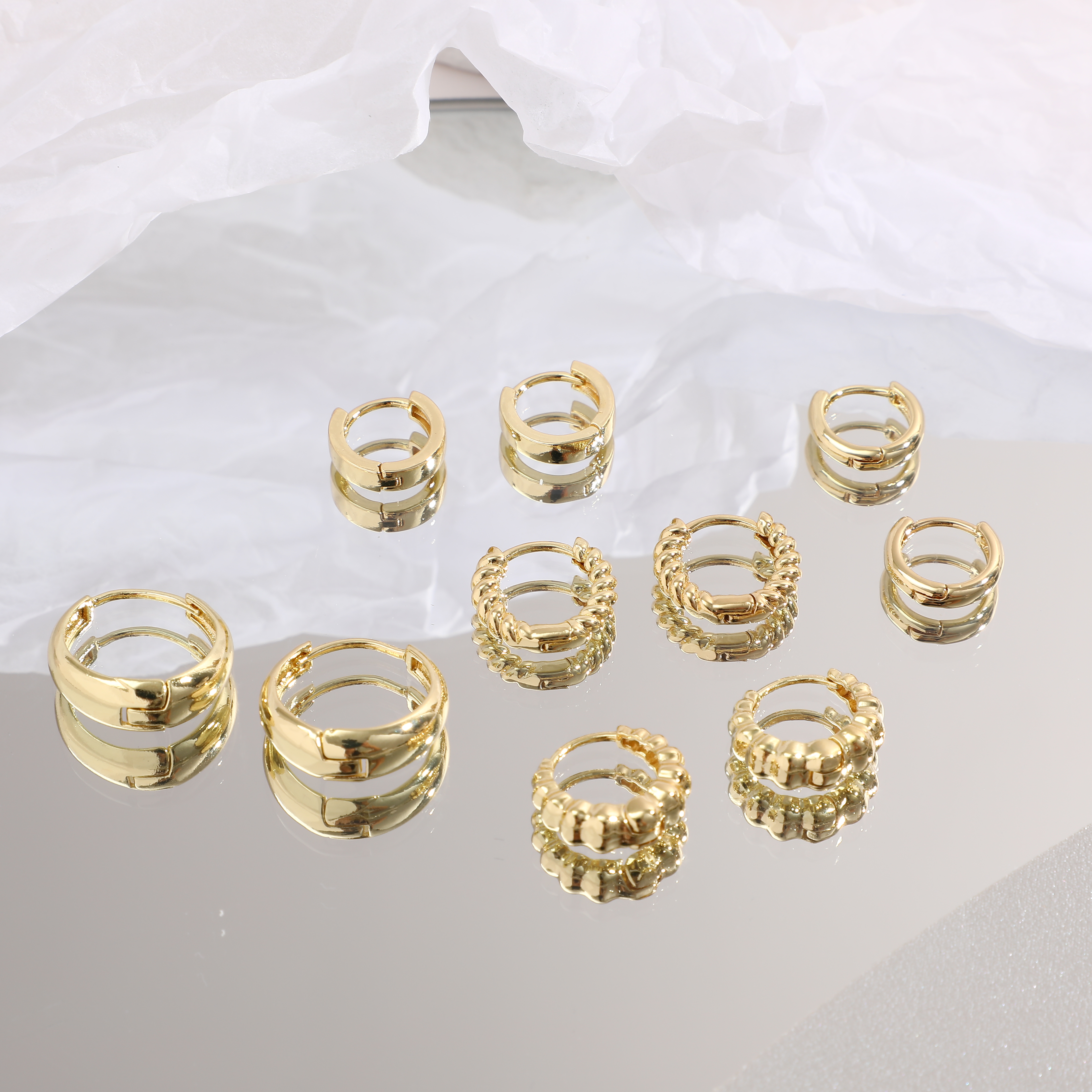 3 Pairs 5 Pairs Luxurious Simple Style Classic Style Round Water Droplets Twist Plating Alloy Gold Plated Silver Plated Hoop Earrings display picture 26