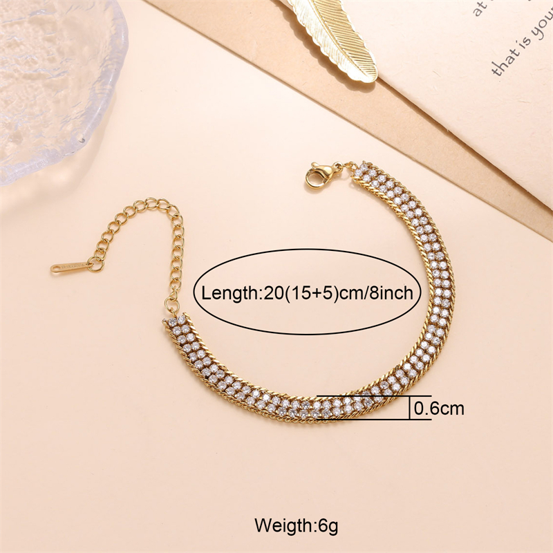 Vêtement De Rue Couleur Unie Acier Inoxydable Zircon Bracelets En Masse display picture 2