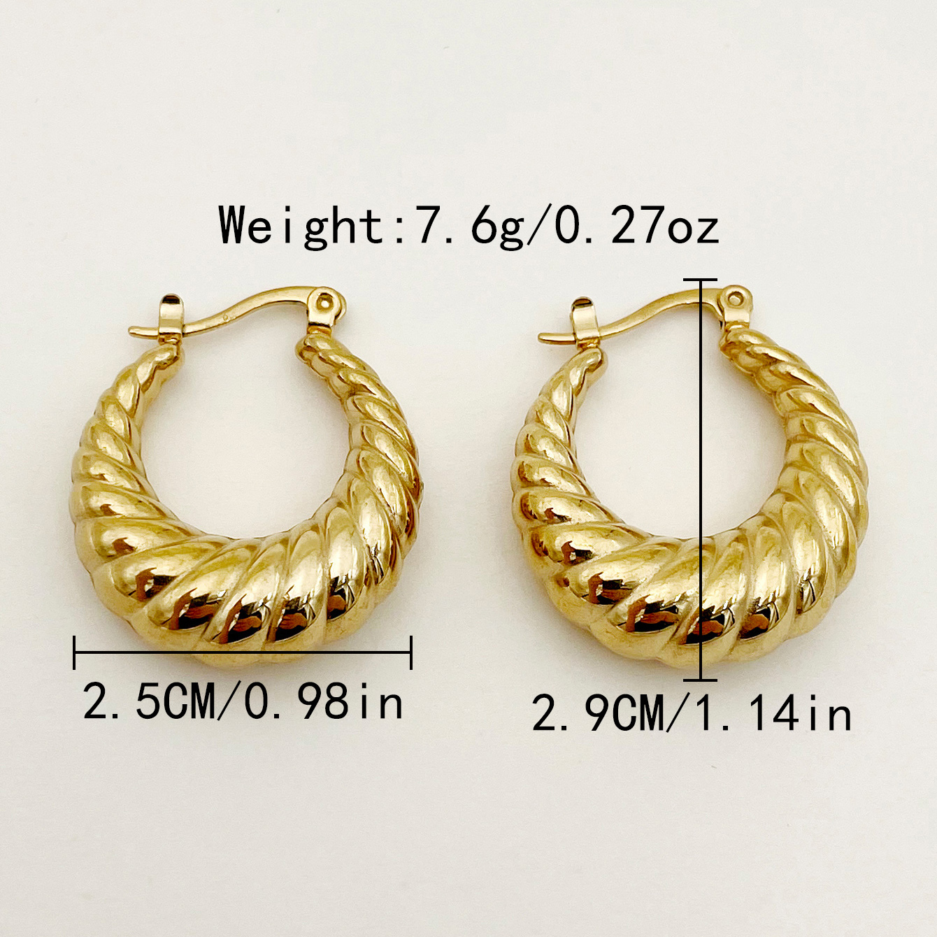 1 Paar Elegant Einfacher Stil U-Form Twist Überzug Edelstahl 304 14 Karat Vergoldet Ohrringe display picture 3