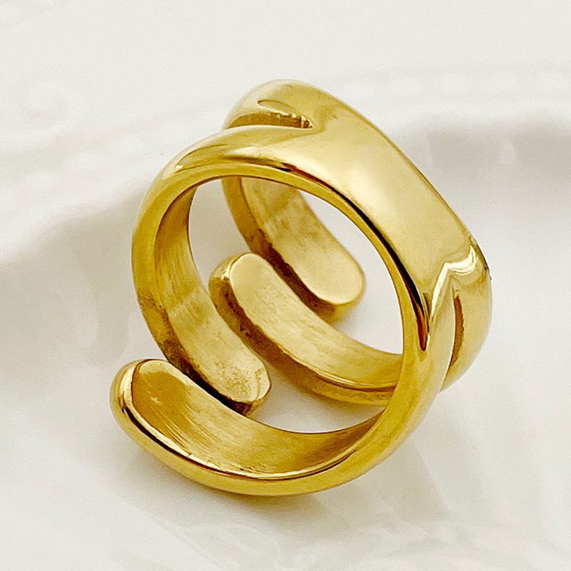 304 Stainless Steel 14K Gold Plated Hip-Hop Retro Plating Irregular Rings display picture 2