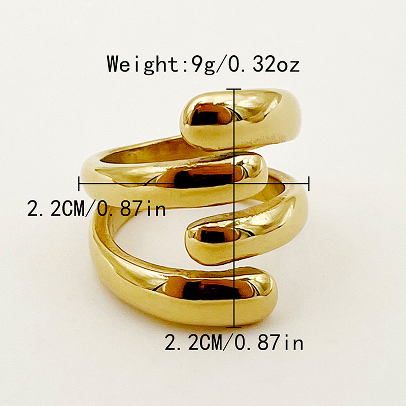 304 Stainless Steel 14K Gold Plated Hip-Hop Retro Plating Irregular Rings display picture 3