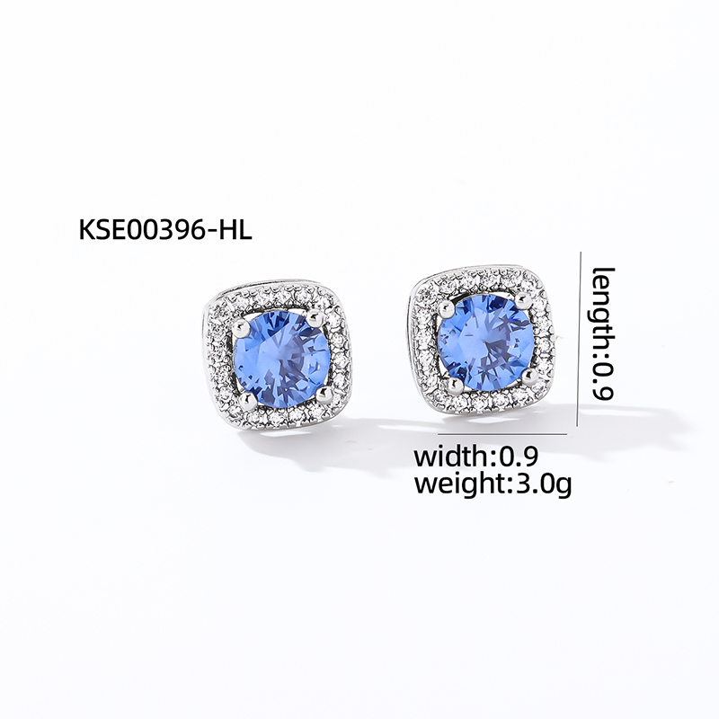 1 Pair Casual Simple Style Square Inlay Copper Zircon Silver Plated Ear Studs display picture 4