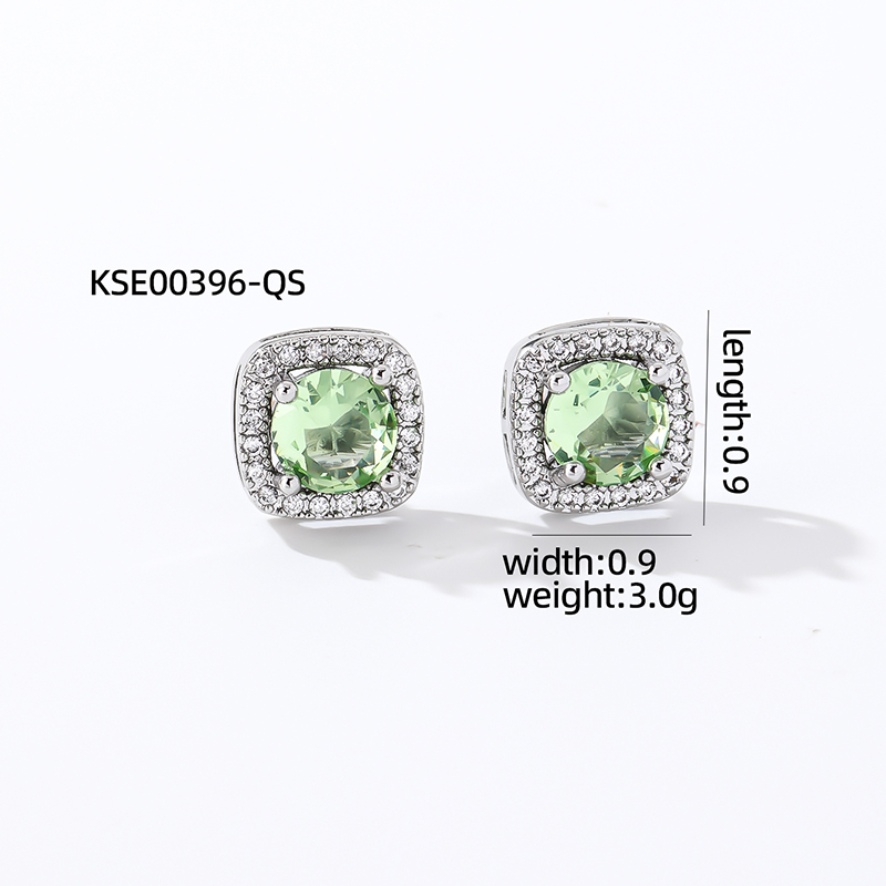 1 Pair Casual Simple Style Square Inlay Copper Zircon Silver Plated Ear Studs display picture 11