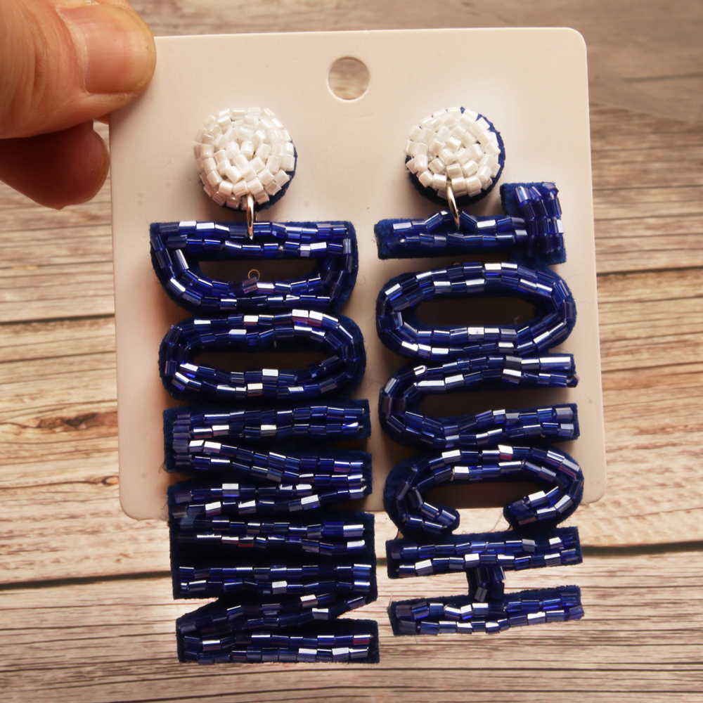 1 Pair Exaggerated Simple Style Letter Handmade Beaded Cloth Drop Earrings display picture 3