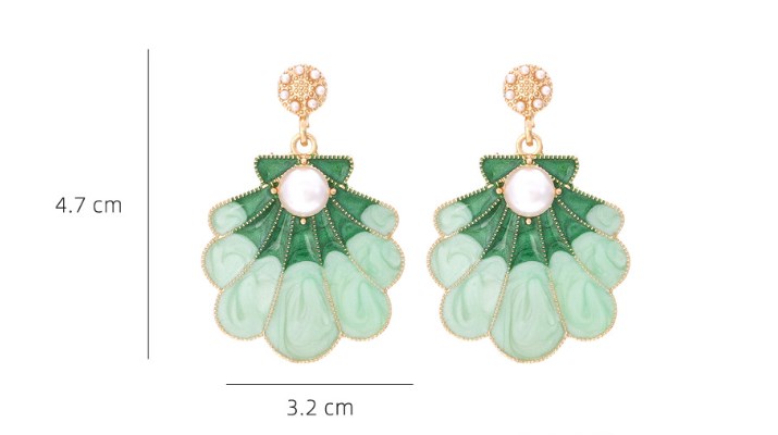 1 Pair Vacation Shell Enamel Imitation Pearl Alloy Drop Earrings display picture 6