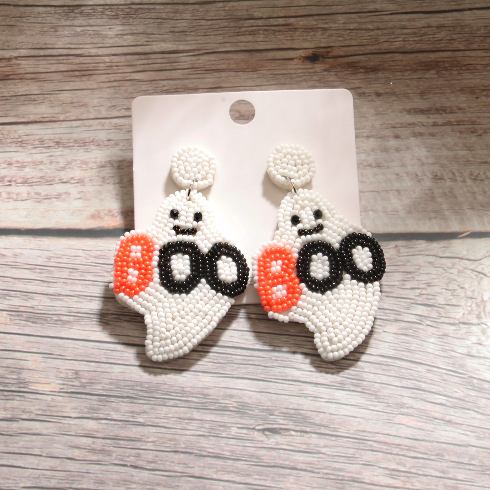 1 Pair Exaggerated Funny Letter Ghost Beaded Cloth Drop Earrings display picture 3