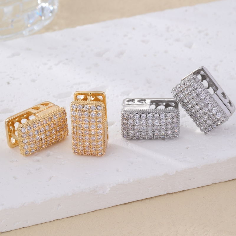 1 Pair Simple Style Square Plating Inlay Copper Zircon K Gold Plated Rhodium Plated Ear Studs display picture 2