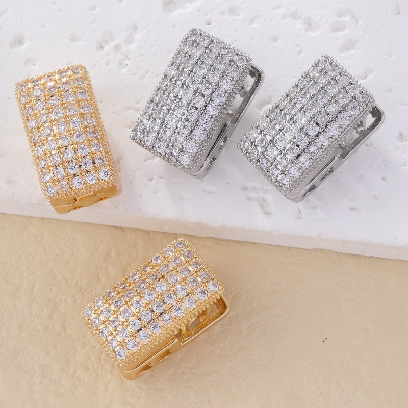 1 Pair Simple Style Square Plating Inlay Copper Zircon K Gold Plated Rhodium Plated Ear Studs display picture 1