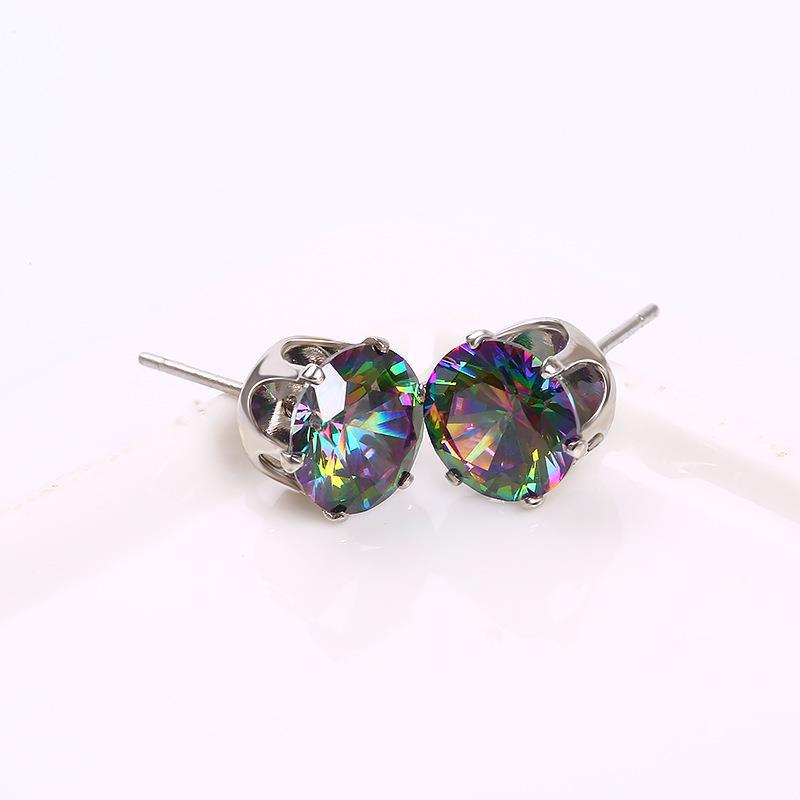 1 Pair Simple Style Round Plating Inlay Copper Zircon Silver Plated Ear Studs display picture 3