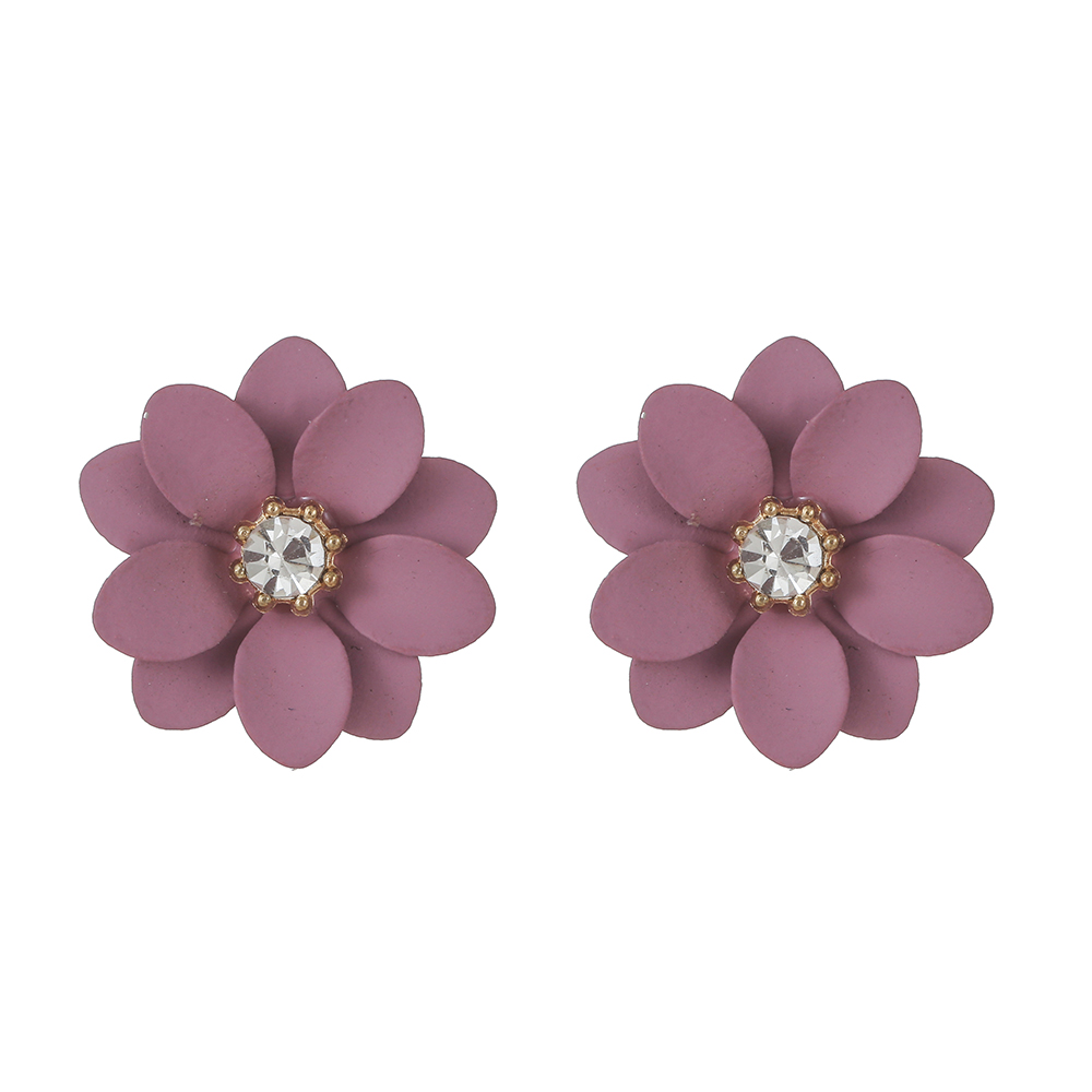 1 Pair Modern Style Flower Stoving Varnish Inlay Iron Rhinestones Ear Studs display picture 14