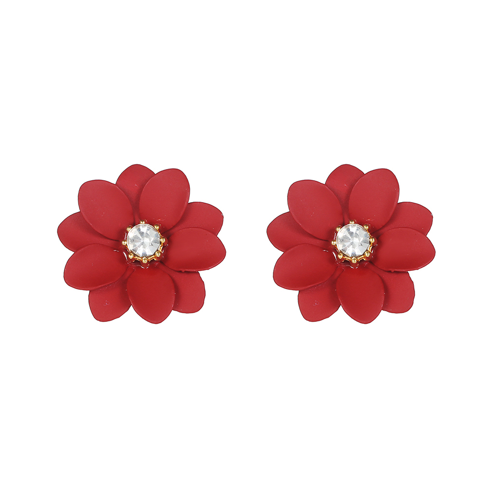1 Pair Modern Style Flower Stoving Varnish Inlay Iron Rhinestones Ear Studs display picture 10