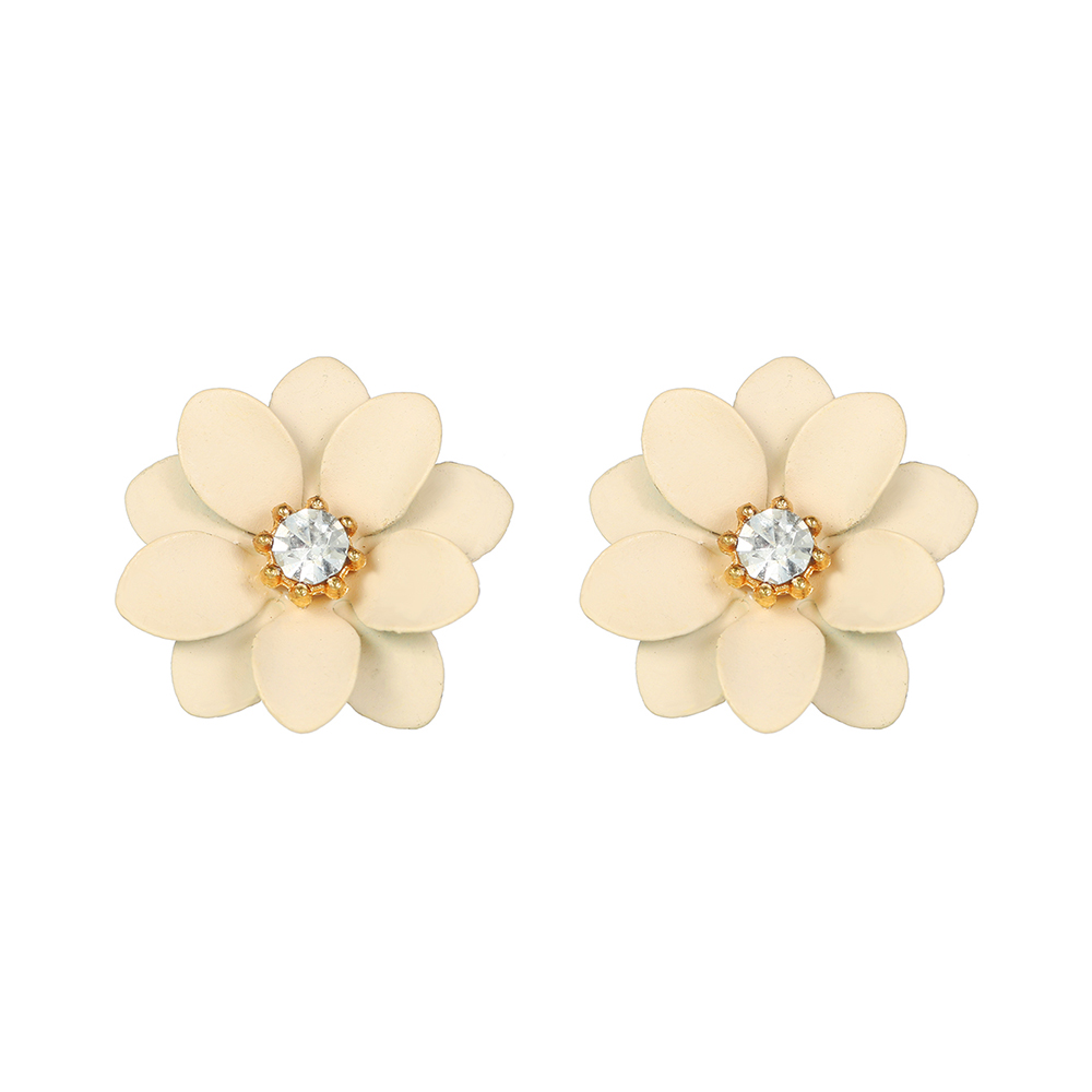 1 Pair Modern Style Flower Stoving Varnish Inlay Iron Rhinestones Ear Studs display picture 6
