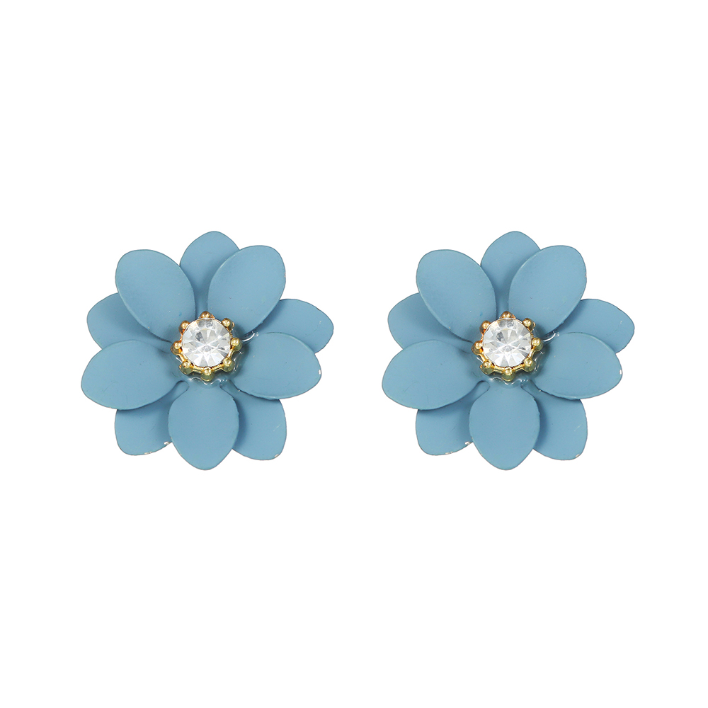 1 Pair Modern Style Flower Stoving Varnish Inlay Iron Rhinestones Ear Studs display picture 1