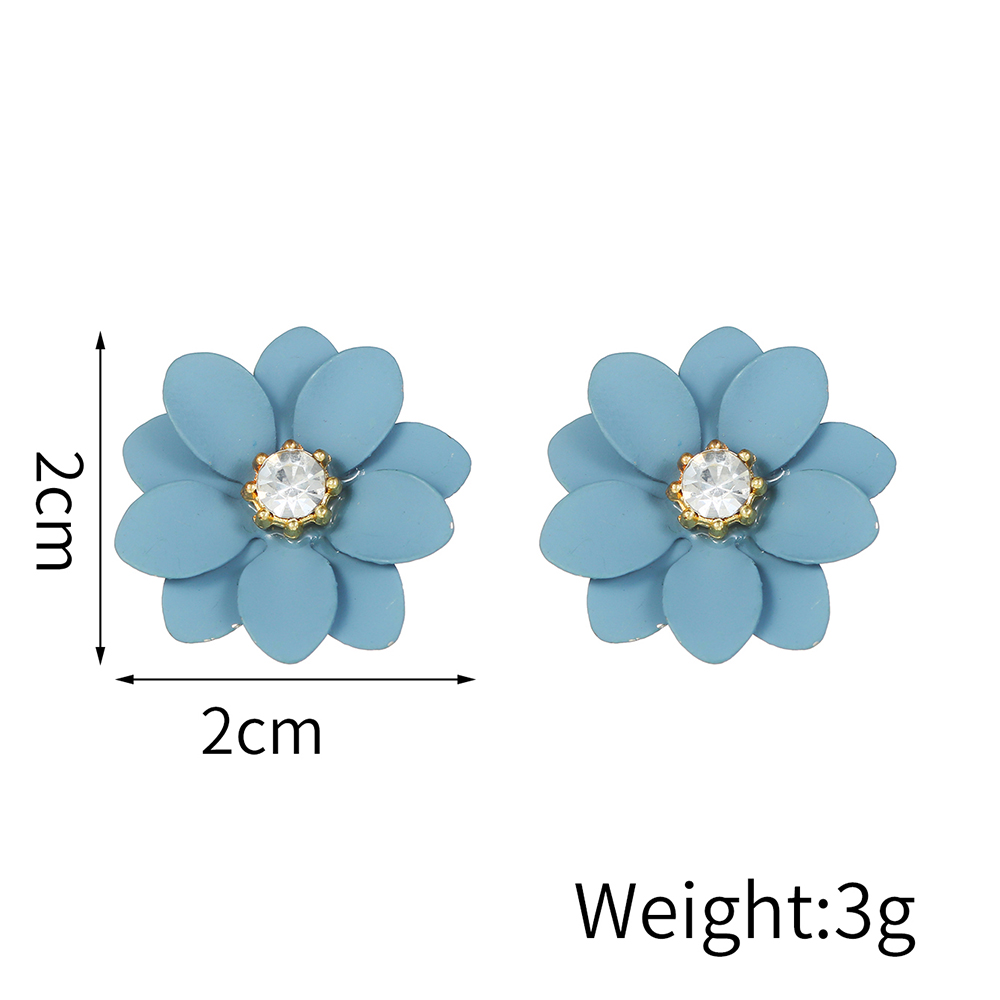 1 Pair Modern Style Flower Stoving Varnish Inlay Iron Rhinestones Ear Studs display picture 5
