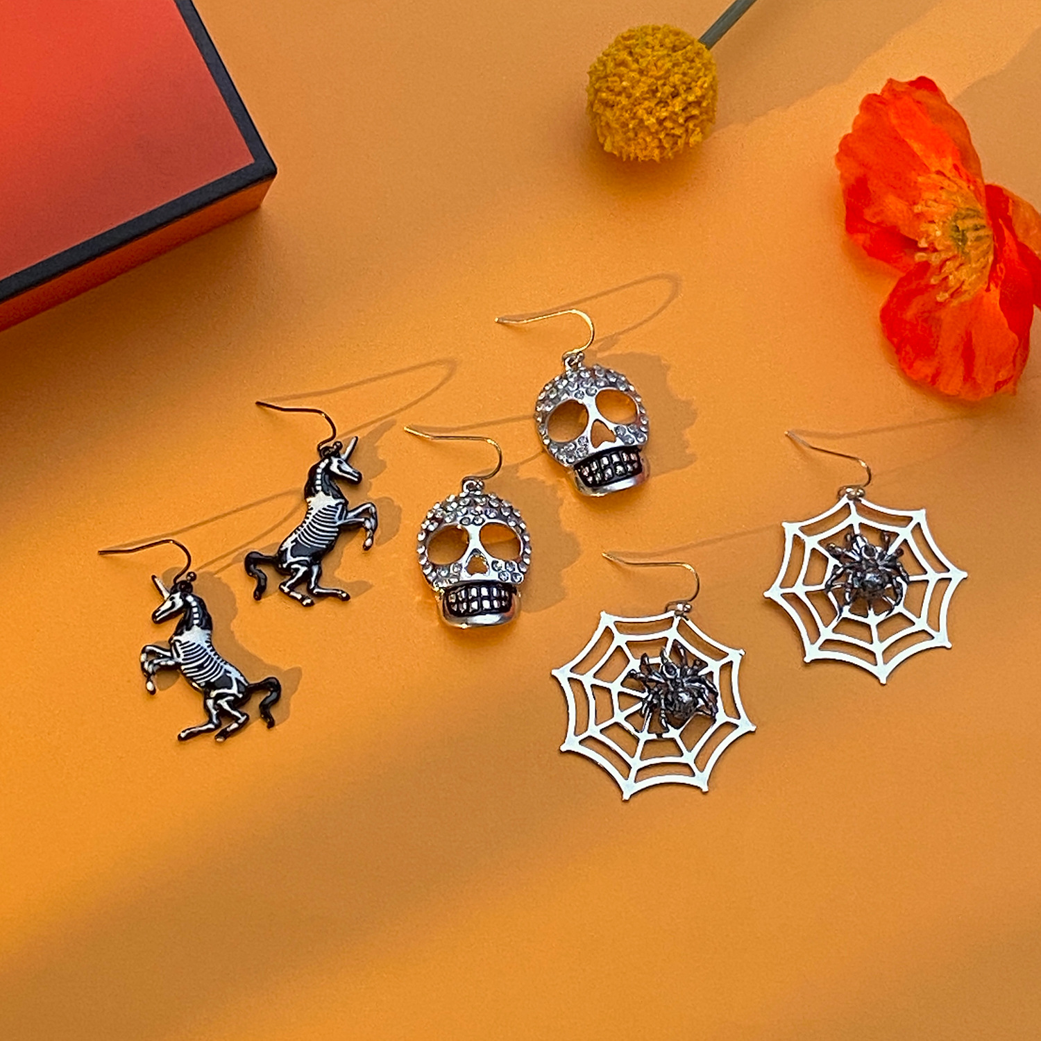 1 Pair Gothic Hip-hop Funny Spider Plating Alloy 14k Gold Plated Silver Plated Drop Earrings display picture 4