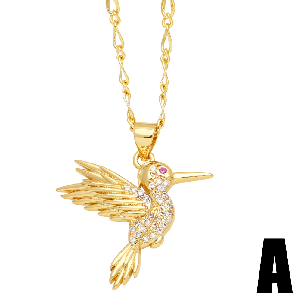 Einfacher Stil Vogel Kupfer 18 Karat Vergoldet Zirkon Halskette In Masse display picture 3