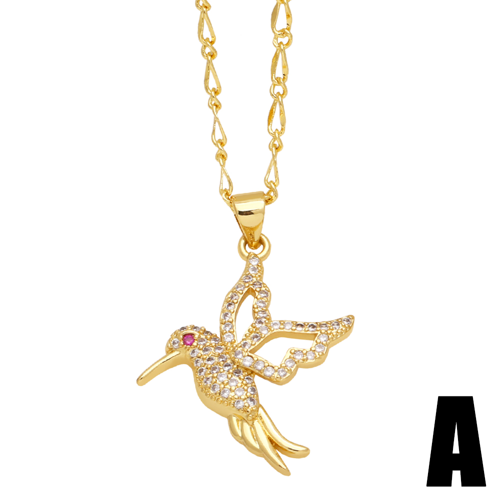 Fashion Simple Style Bird Copper 18k Gold Plated Zircon Necklace In Bulk display picture 3