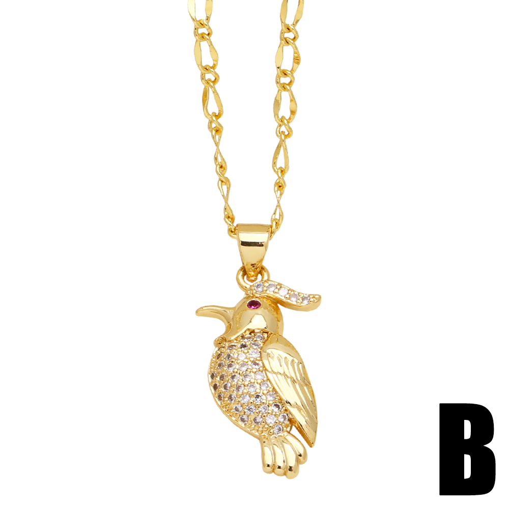Fashion Simple Style Bird Copper 18k Gold Plated Zircon Necklace In Bulk display picture 4