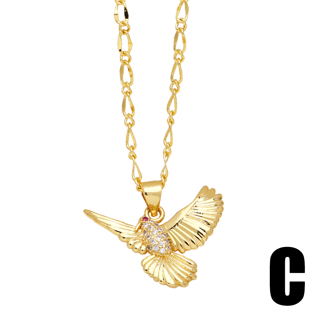 Mode Einfacher Stil Vogel Kupfer 18 Karat Vergoldet Zirkon Halskette In Masse display picture 5
