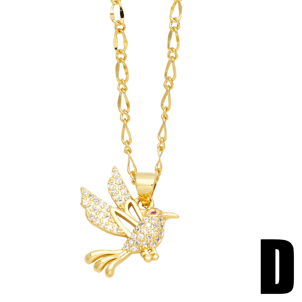 Mode Einfacher Stil Vogel Kupfer 18 Karat Vergoldet Zirkon Halskette In Masse display picture 6
