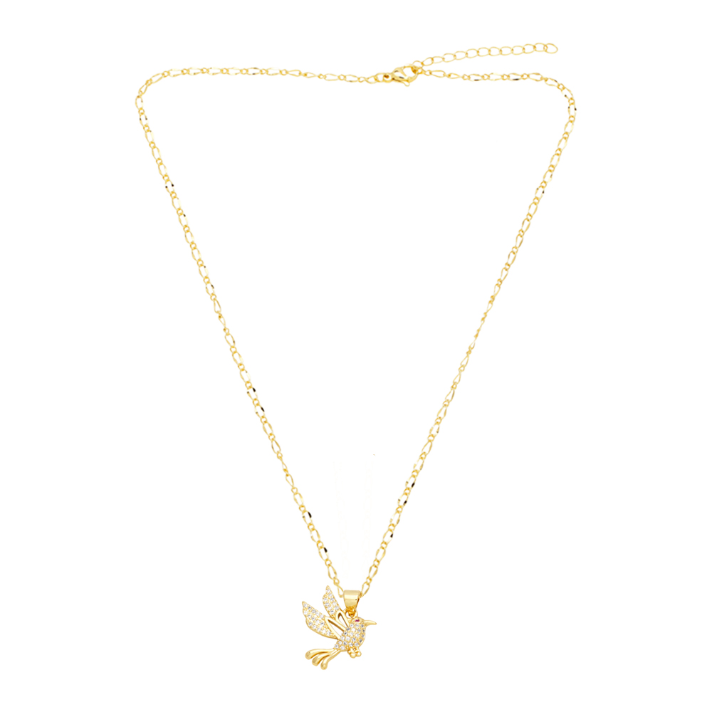 Fashion Simple Style Bird Copper 18k Gold Plated Zircon Necklace In Bulk display picture 7